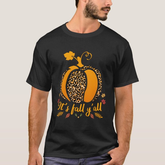 Dess Fall Yall Leopard Pumpkin Fall T Shirt (Framsida)