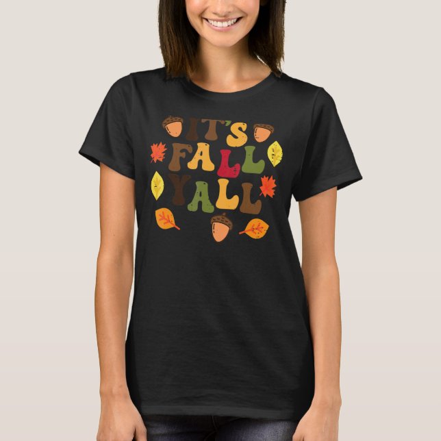 Dess Fall Yall Löv Cute Autumn Thanksgiving Manar T Shirt (Framsida)