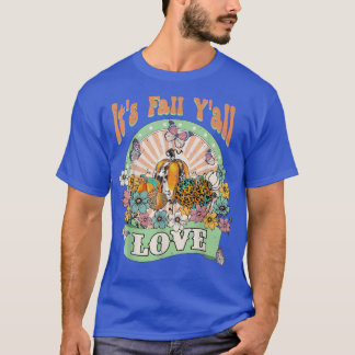 Dess Fall Yall Vintage Flower Pumpkin Funny Autumn T Shirt