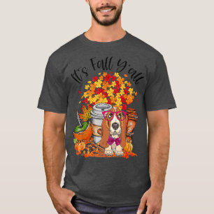 Dess fallande Yall Basset Hound Pumpkin Fall Autum T Shirt
