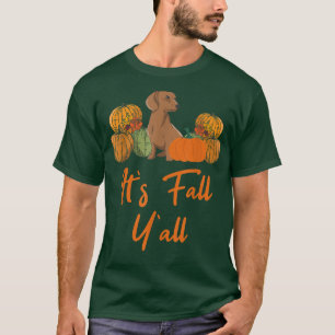 Dess fallande Yall Dachshund Pumpkin Autumn Fall H T Shirt