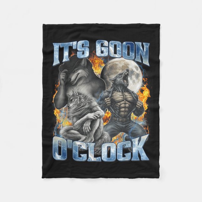 Dess Goon Klock Cool Rolig Alpha Varg Varulv Mem Fleecefilt (Framsidan)
