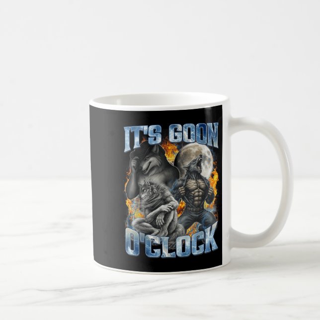 Dess Goon Klockan Cool Rolig Alfavarg Varulv Mem Kaffemugg (Höger)