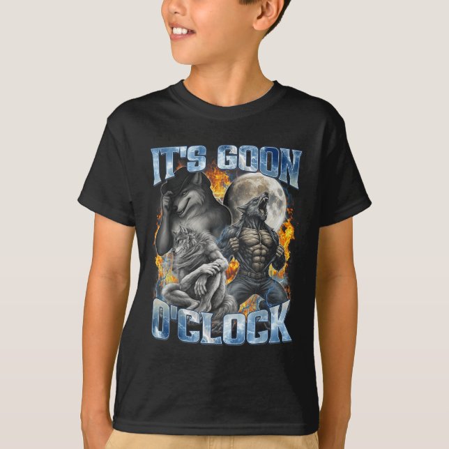 Dess Goon Klockan Cool Rolig Alpha Varg Varulv Mem T Shirt (Framsida)