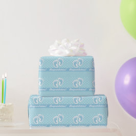 Dess gosse Cute Baby föder polkadoter på pastellbl Presentpapper