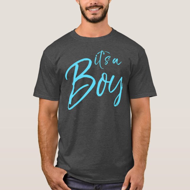 Dess Gravid Boy Roligt Cute Blue Gender Reveal T Shirt (Framsida)