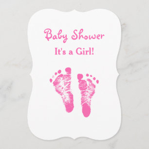 Dess gulliga rosa fotspår för en flickababy shower inbjudningar