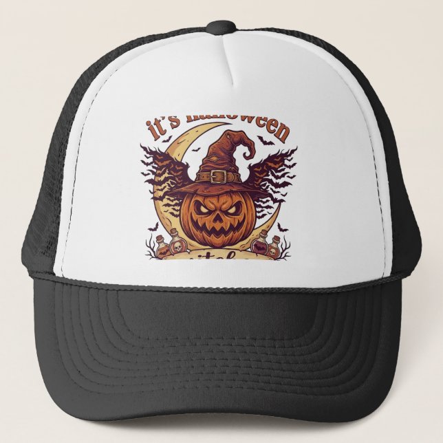 Dess Halloween Häxor Pumpa Häxa Hatt Måne_1 Keps (Framsida)