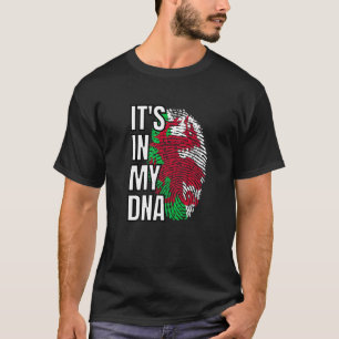 Dess i min Dna Welsh Flagga Wales Fingerprint T Shirt