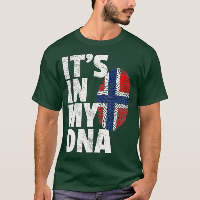 DESS IN MY DNA Norska Norge Flagga Manar T Shirt (Framsida)