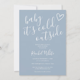 Dess Kall utanför Vinter Baby Shower Dusty Blue Inbjudningar