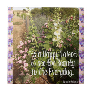Dess Lycklig Talent Beauty blommigt Quote Ceramic  Kakelplatta
