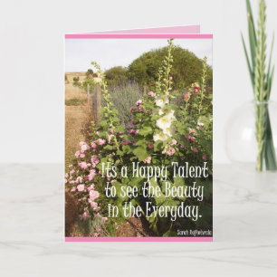 Dess Lycklig Talent Rosa Hollyhocks blommigt Card Kort