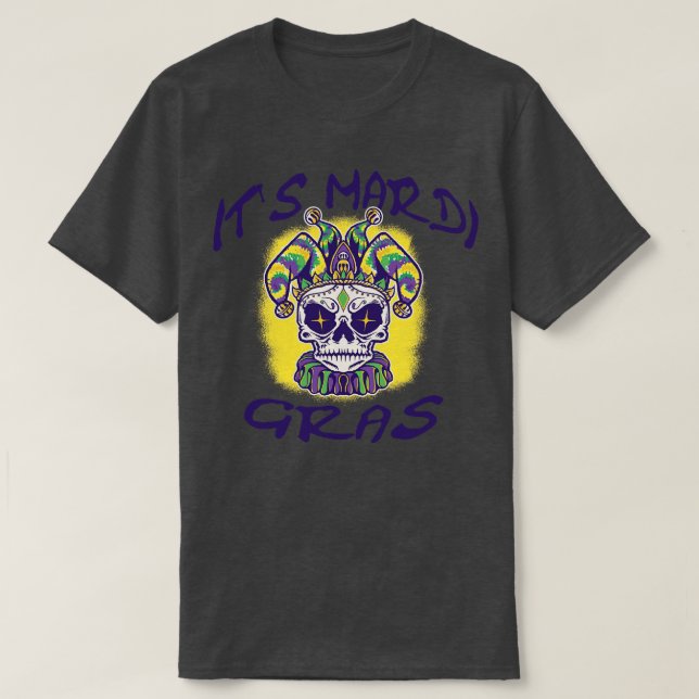 Dess Mardi Gras Lets Party Sugar Skull TShirt T Shirt (Design framsida)