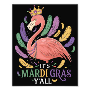 Dess Mardi Gras Y'all Flamingo Kostym  Fototryck