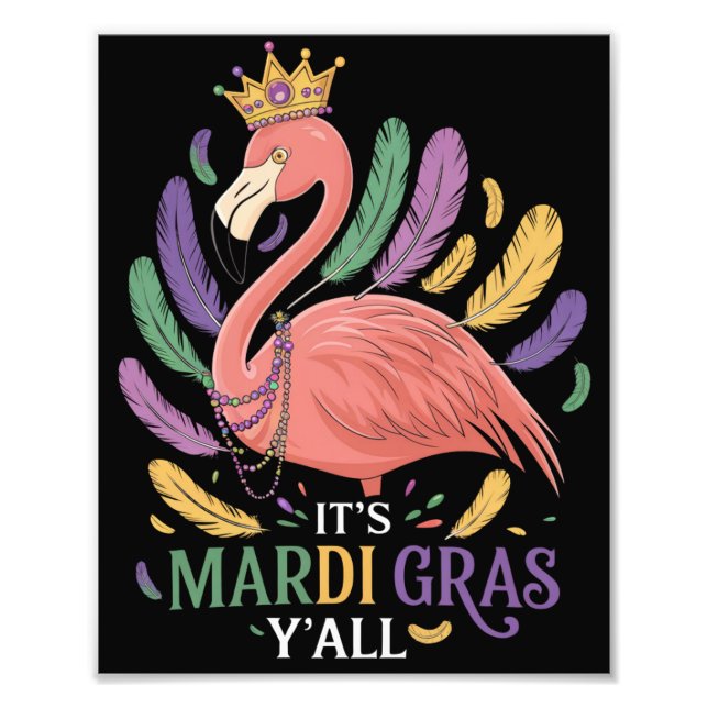Dess Mardi Gras Y'all Flamingo Kostym  Fototryck (Framsidan)