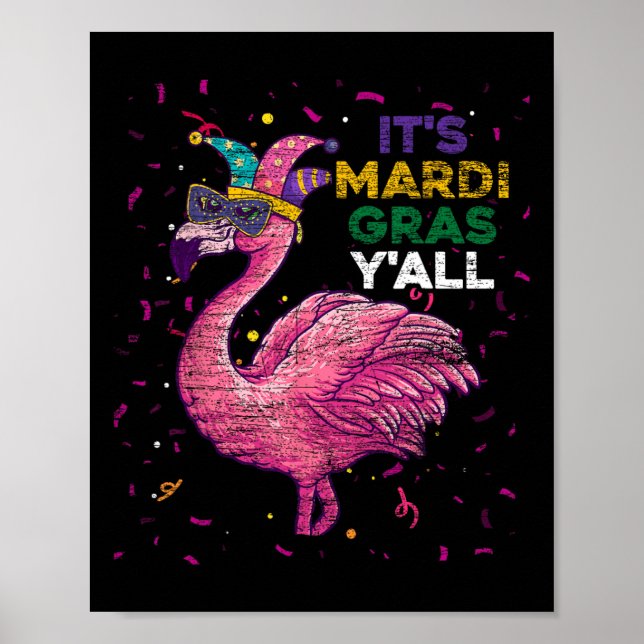 Dess Mardi Gras Yall Flamingo Poster (Framsidan)