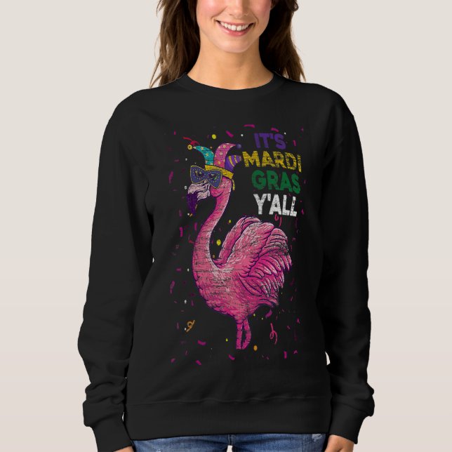 Dess Mardi Gras Yall Flamingo T Shirt (Framsida)