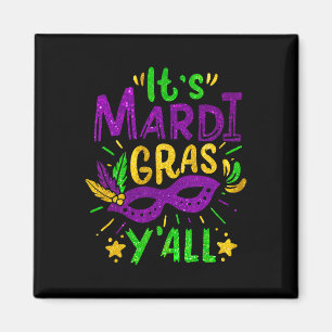 Dess Mardi Gras Yall Pärlor Mask Jester Hat-festiv Magnet