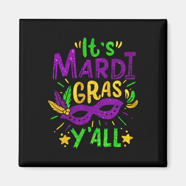 Dess Mardi Gras Yall Pärlor Mask Jester Hat-festiv Magnet (Framsidan)