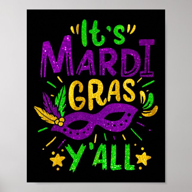 Dess Mardi Gras Yall Pärlor Mask Jester Hat-festiv Poster (Framsidan)