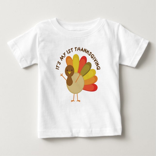 Dess min färgrika babyT-tröja för 1st thanksgiving Tee (Framsida)