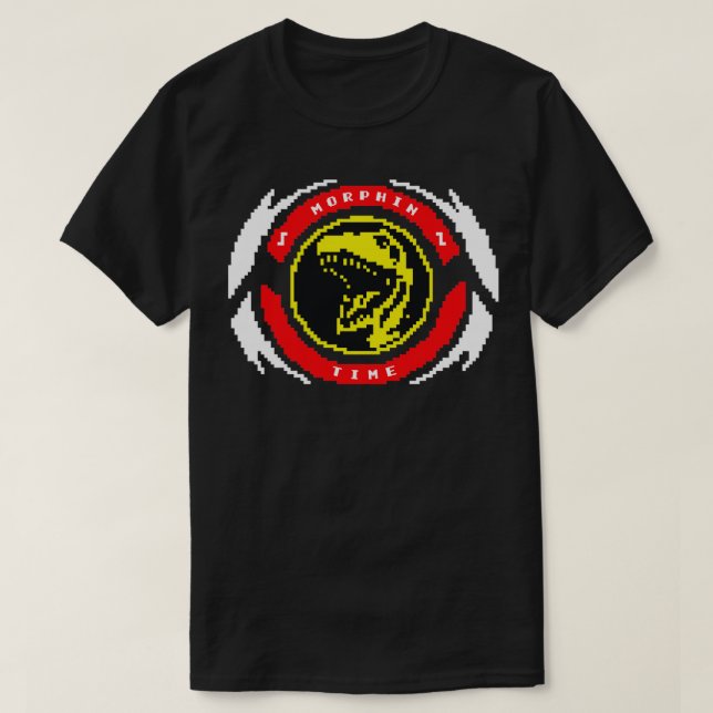 Dess Morphin Time T Rex 8-bitars pixelgrafik Shirt (Design framsida)