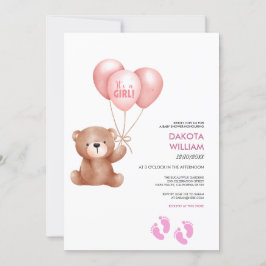Dess Nalle Balloon Baby Shower Inbjudningar
