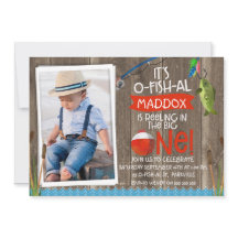 Dess O-fish-al Photo1st Birthday-inbjudan till poj