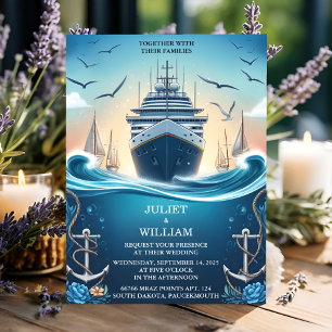 Dess Rope Knot Boat Frakt Navy Blue Nautical Bröll Inbjudningar