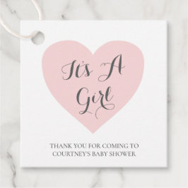 Dess Rosa Heart Baby Shower, en flicka Cute Pastel Gåvor Etiketter