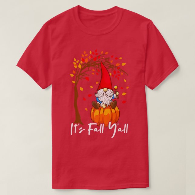 Dess sjunkande höstmåne Gnome Cute Pumpkin Fall Lä T Shirt (Design framsida)