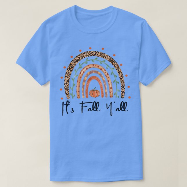 Dess sjunkande regnbågsmapel Fall Vibes Löv Pumpki T Shirt (Design framsida)