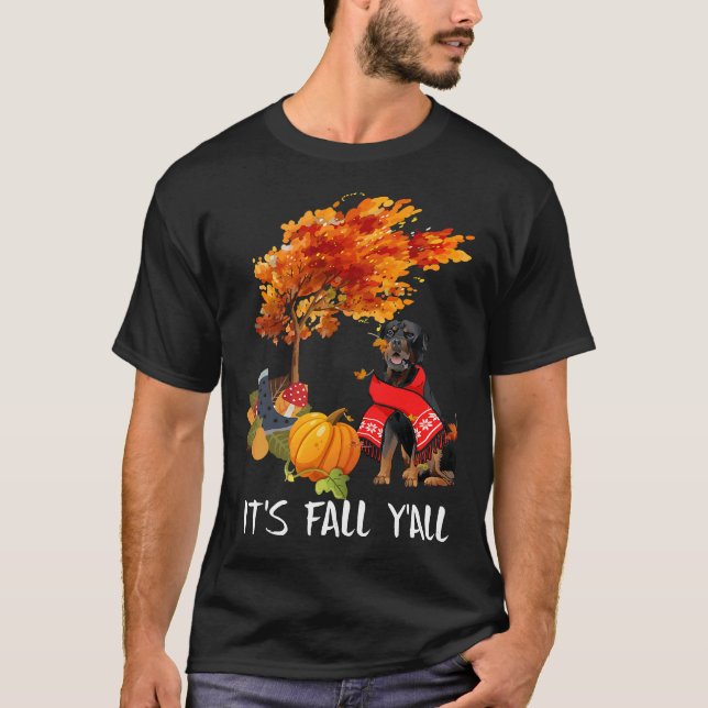 Dess sjunkande yall Tee Rottweiler Hund Autumn Hal (Framsida)