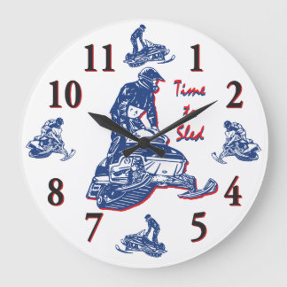 Dess tid till Sled - Snowmobile Clock Stor Klocka