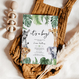 Dess tropiska jungle Safari Baby Shower Inbjudningar