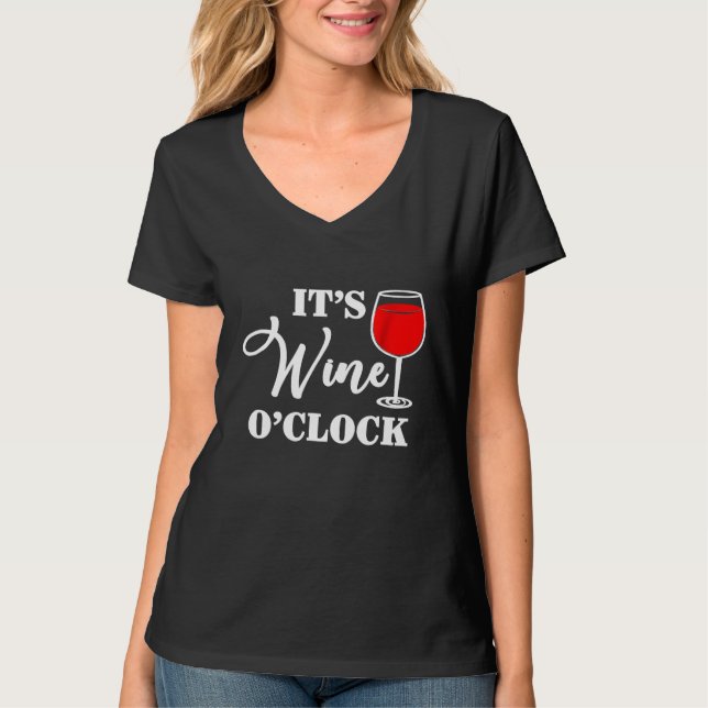 Dess Vin OClock Shirt Women Drinking Funny Mamma W T (Framsida)