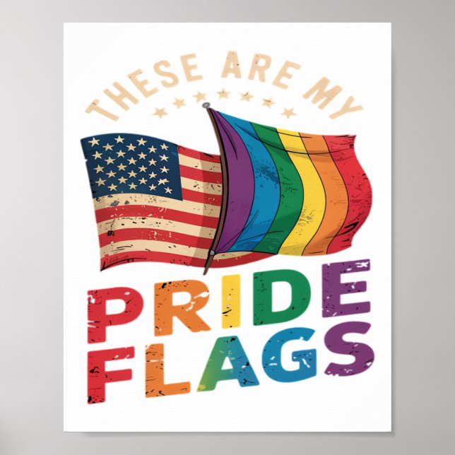 Dessa Är Mina Prideflaggor US Flagga HBTQ Pride Poster (Framsidan)