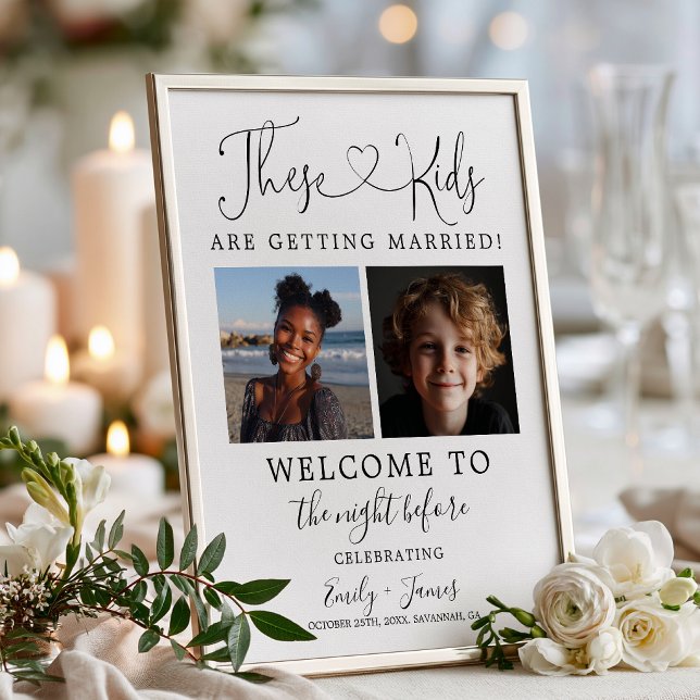 Dessa barn gifter sig Reperition Bröllop Poster (These Kids Are Getting Married Rehearsal Wedding Poster)