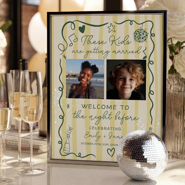 Dessa barnfoton Övningsmiddag Whimsical  Poster (These Kids Photos Rehearsal Dinner Whimsical Poster)