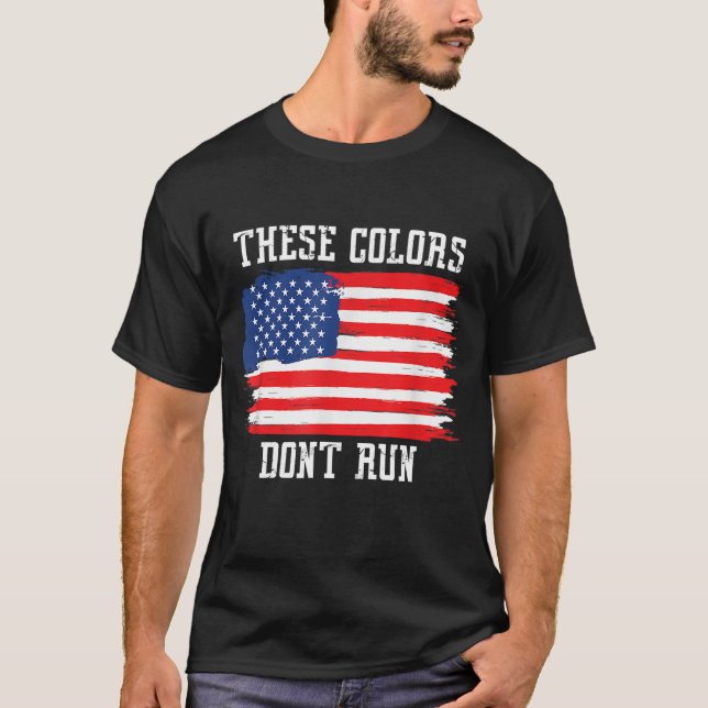 Dessa Färg, Springa Patriotic USA Amerikanska Flag T Shirt (Framsida)