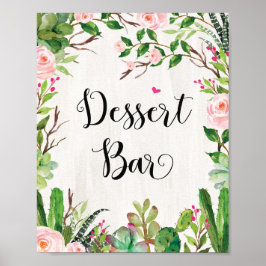 Dessert Bar skylt Rosa Blommig Fiesta Bröllopsdusc