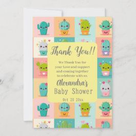 Dessert cactus & Succulent Cute Kawaii Baby Shower Tack Kort