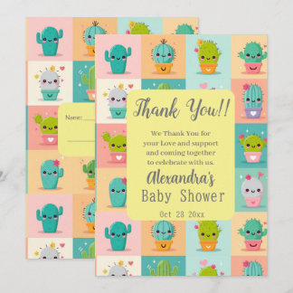 Dessert cactus & Succulent Cute Kawaii Baby Shower Tack Kort