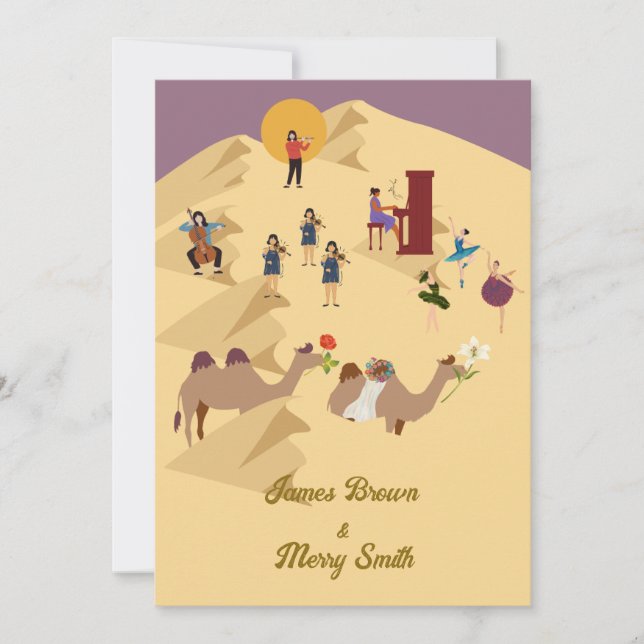 Dessert Camels i kärlek Musician Ballerina Bröllop Inbjudningar (Framsida)