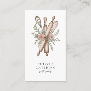 Dessert Caterer Pastry Chef Blommigt Utensils Visitkort