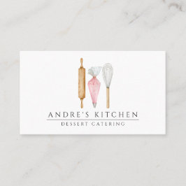 Dessert Caterer Watercolor Bakers Utensils Visitkort