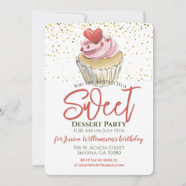 Dessert Cupcake Födelsesedagsfest Inbjudningar