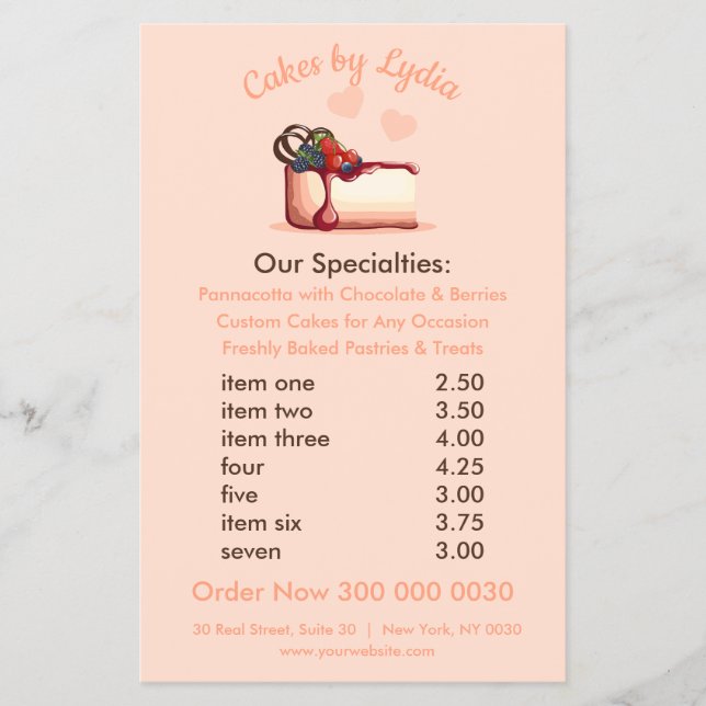 Dessert-meny för svet Anpassningsbar och Elegant Flygblad (Framsidan)