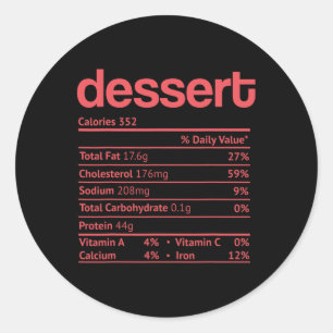 Dessert Nutrition Fact Funny Thanksgiving Christma Runt Klistermärke